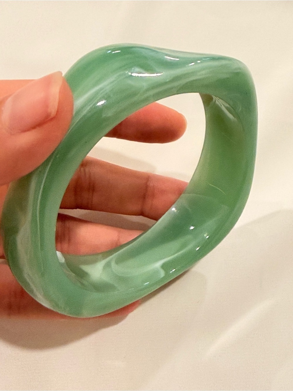 Mint Swirl Resin Sculpted Bangle Bracelet